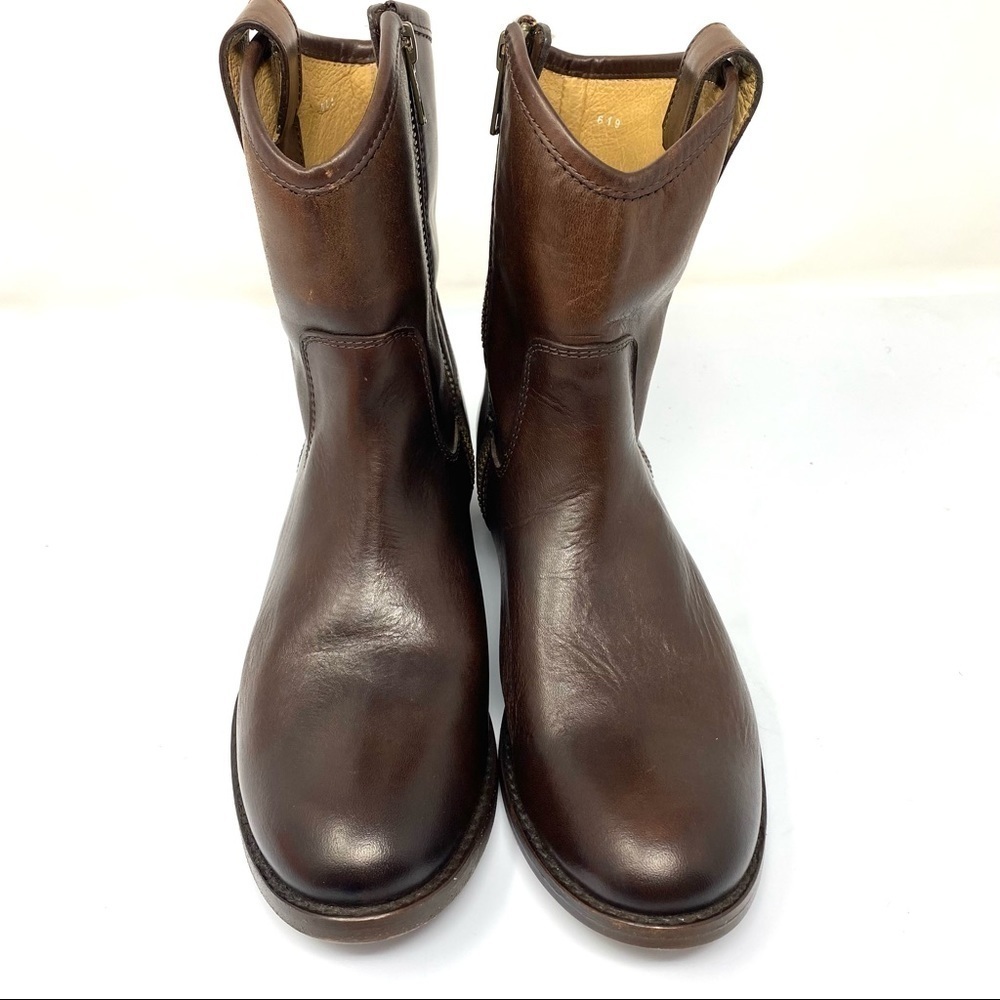 Frye Leather Side Zip Ankle Boots Melissa Button Short SZ 6.5B - Picture 2 of 11